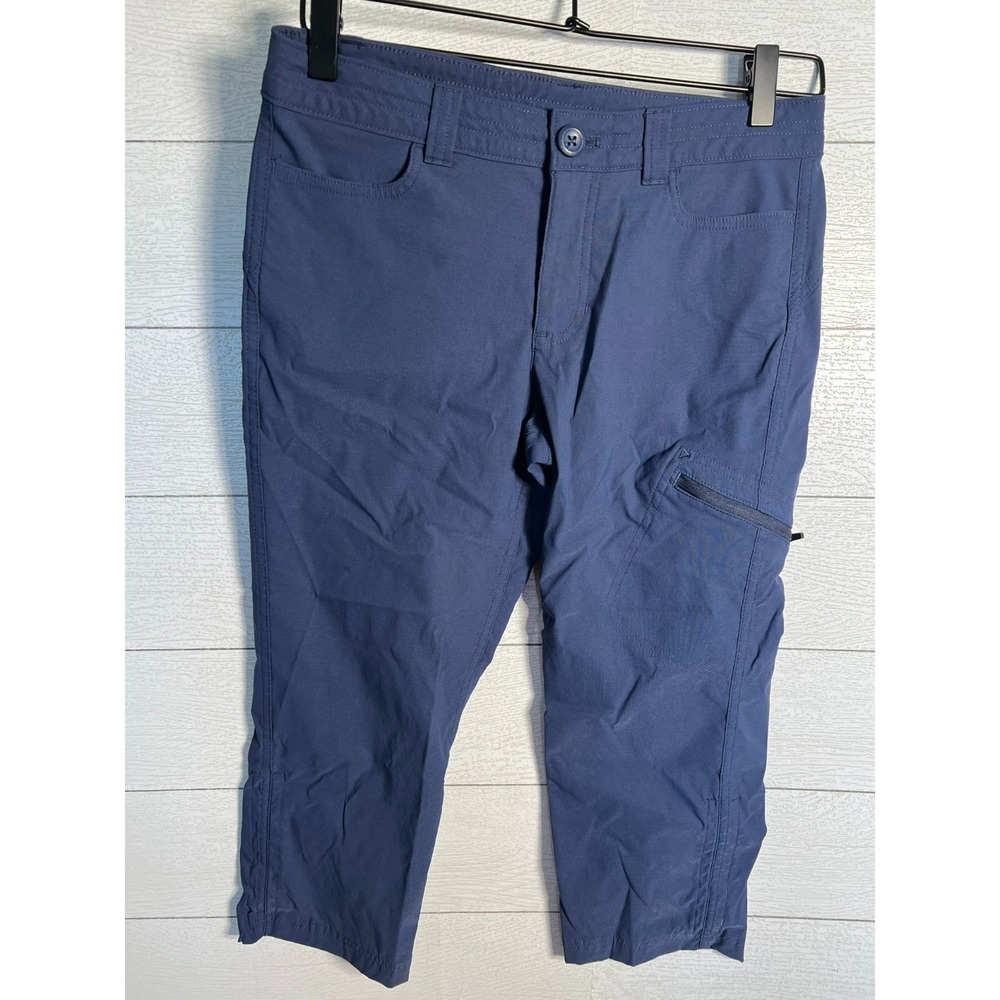 Eddie Bauer Womens 4 Navy Blue Hiking Capri Pants Stretch Cargo 28x20 - Picture 2 of 10